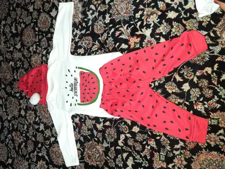 ست 3 تکه لباس نوزادی طرح هندوانه مدل 124