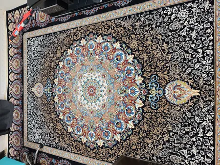 فرش ماشینی سهند کد VF24.DB زمینه سرمه ای