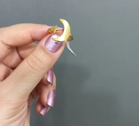 انگشتر زنانه طرح ماه و ستاره کد S115