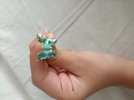 انگشتر دخترانه مدل پروانه کریستالی 148 رنگ آبی