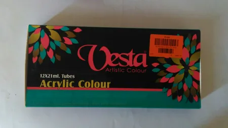 رنگ اکریلیک وستا 12 رنگ حجم 21 میلی لیتر