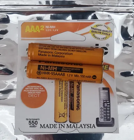 باتری نیم قلمی قابل شارژ تلفن بی سیم پاناسونیک مدل Ni-MH/HHR-55AAAB بسته دو عددی