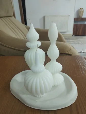 شمع دست ساز مدل گلدان مجموعه 3 عددی