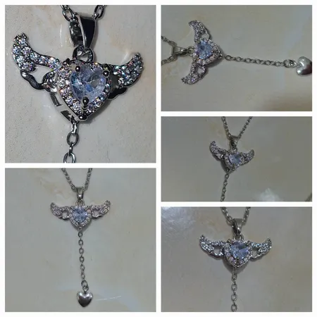 گردنبند زنانه مدل قلب بالدار بال متحرک