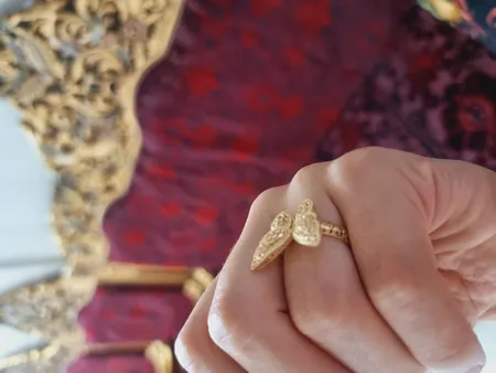 انگشتر طلا 18 عیار زنانه طلای مستجابی مدل پروانه سایز 56