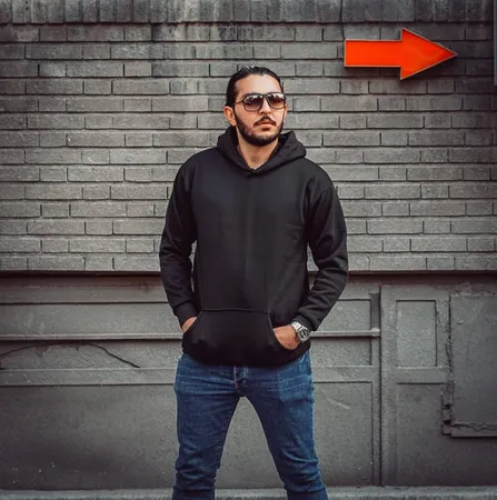 هودی مردانه کد WB182 رنگ مشکی