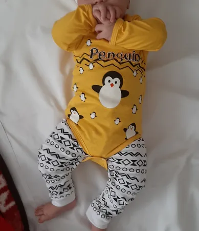 ست سه تکه لباس نوزادی مدل پنگوئن کد 2518