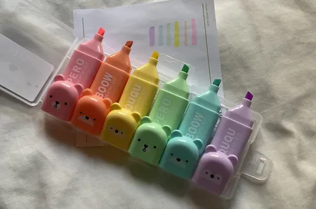 ماژیک علامت گذار مدل قاب دار طرح خرس کد 01  بسته 6 عددی