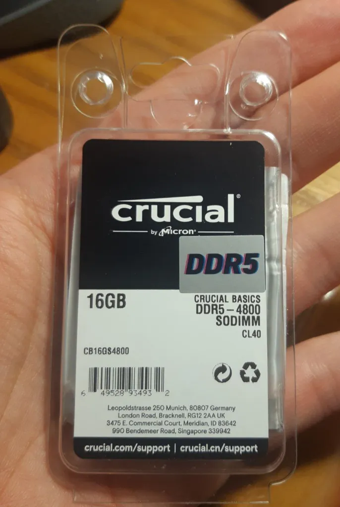 رم لپ تاپ DDR5 تک کاناله 4800 مگاهرتز CL40 کروشیال مدل CT16 ظرفیت 16 گیگابایت