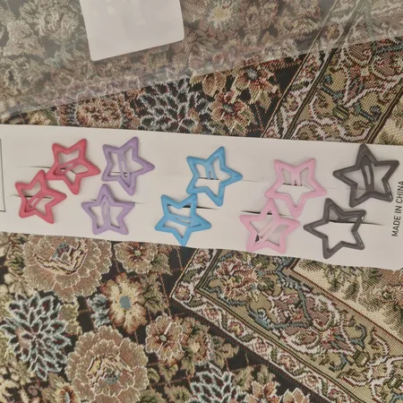 گیره مو دخترانه مدل تق تقی ستاره ای پاستیلی بسته 10 عددی