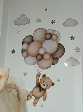 استیکر دیواری کودک راتیانا مدل teddy in balon