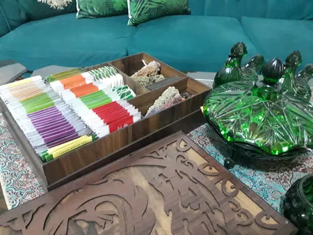 جعبه رومیزی تی بگ و تنقلات و زیر لیوانی مدل nova کد KU27