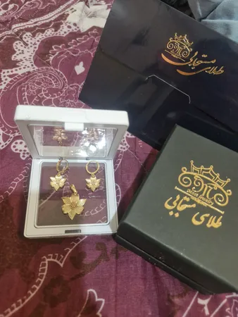 نیم ست طلا 18 عیار زنانه طلای مستجابی مدل فلاور کد 4032