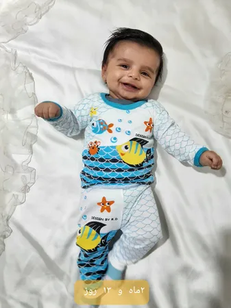 ست تی شرت و شلوار نوزادی طرح ماهی