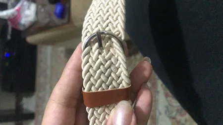 کمربند زنانه مدل کنفی رنگ کرم