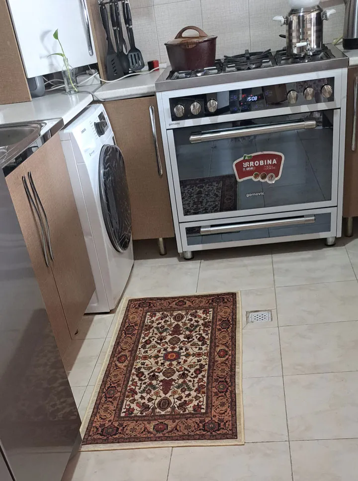 فرش ماشینی مدما مدل نکیسا کرمی کد 1006 زمینه کرمی