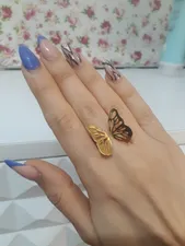 تجریه خرید انگشتر طلا 18 عیار زرمان کد MR0277 طرح پروانه