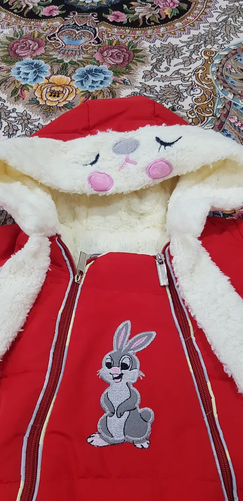 سرهمی نوزادی مدل خرگوش کد 2034-2 رنگ قرمز