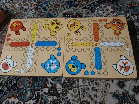 بازی منچ و مارپله تخته چوبی مدل Animals