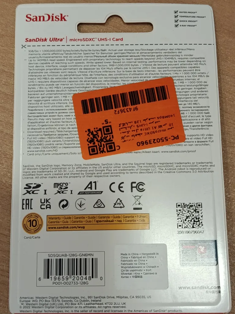 کارت حافظه microSDXC سن دیسک مدل Ultra A1 کلاس 10 استاندارد UHS-I سرعت 140MBps ظرفیت 128 گیگابایت