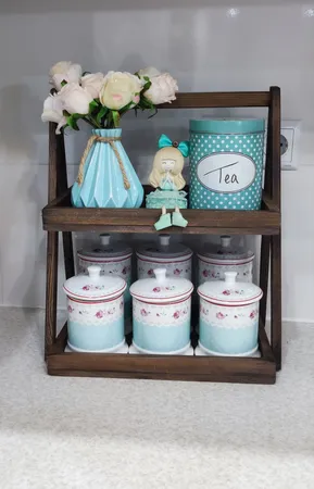 شلف رومیزی مدل دو طبقه چوبی کد 053