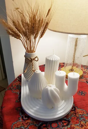 شمع دست ساز مدل شیاردار مجموعه سه عددی