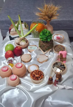 ست 12 تکه هفت سین سفالی خام مدل گرد کد H1003