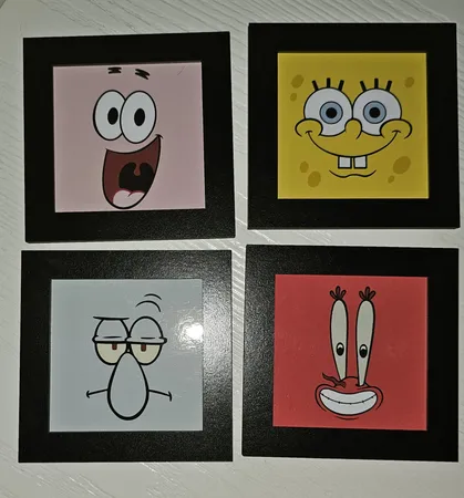 تابلو مدل باب اسفنجی طرح spongebob squarepants مجموعه 4 عددی