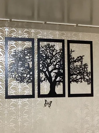 دیوارکوب آماتیس مدل درخت و پرنده مجموعه 3 عددی