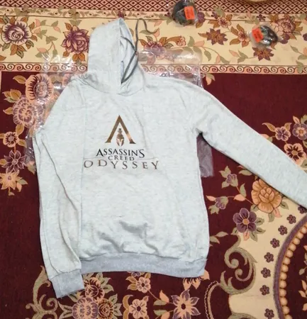 هودی مردانه طرح Assassins کد S436 رنگ طوسی
