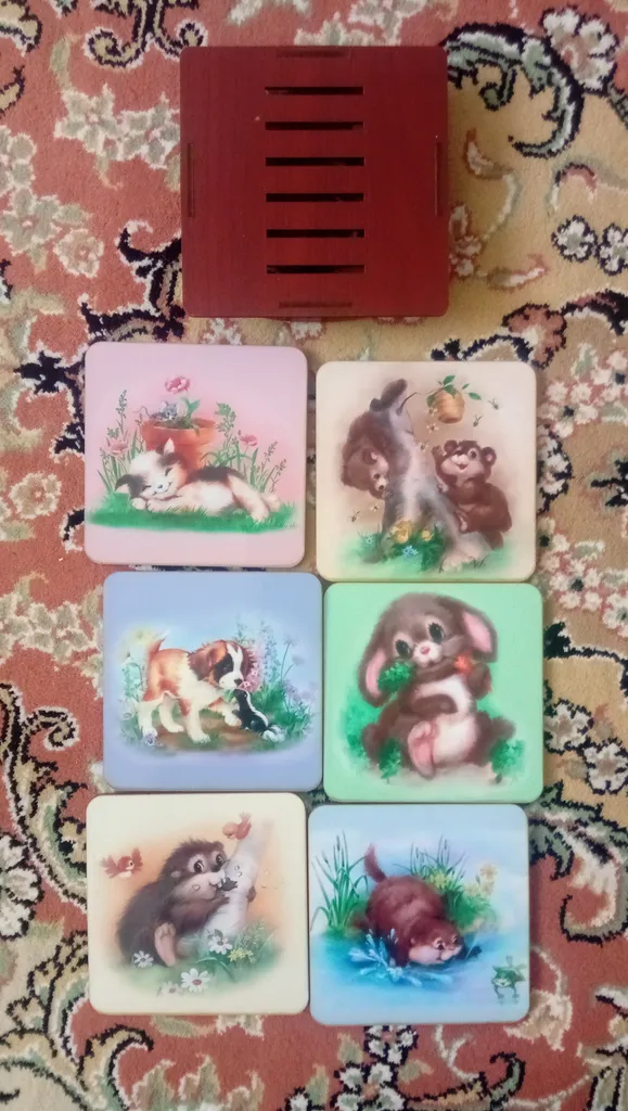 زیرلیوانی ژیوار طرح cute Animal Painting مجموعه 6 عددی