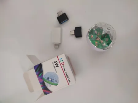 رقص نور مدل اسمال مجیک بال LED به همراه تبدیل OTG مجموعه 4 عددی