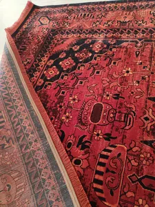 تجریه خرید فرش ماشینی کرامتیان طرح بلوچی 4123A زمینه لاکی