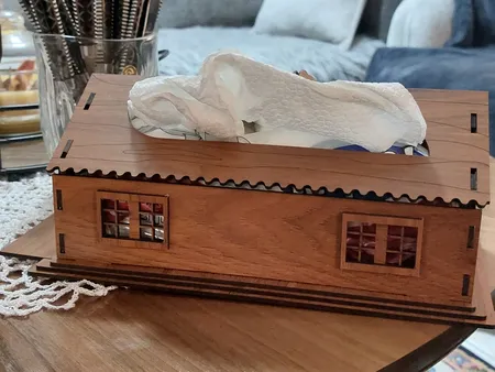 جعبه دستمال کاغذی طرح کلبه کد 0120