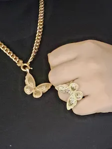 تجریه خرید آویز گردنبند طلا 18 عیار زنانه طلای مستجابی مدل پروانه فیوژن کد 65