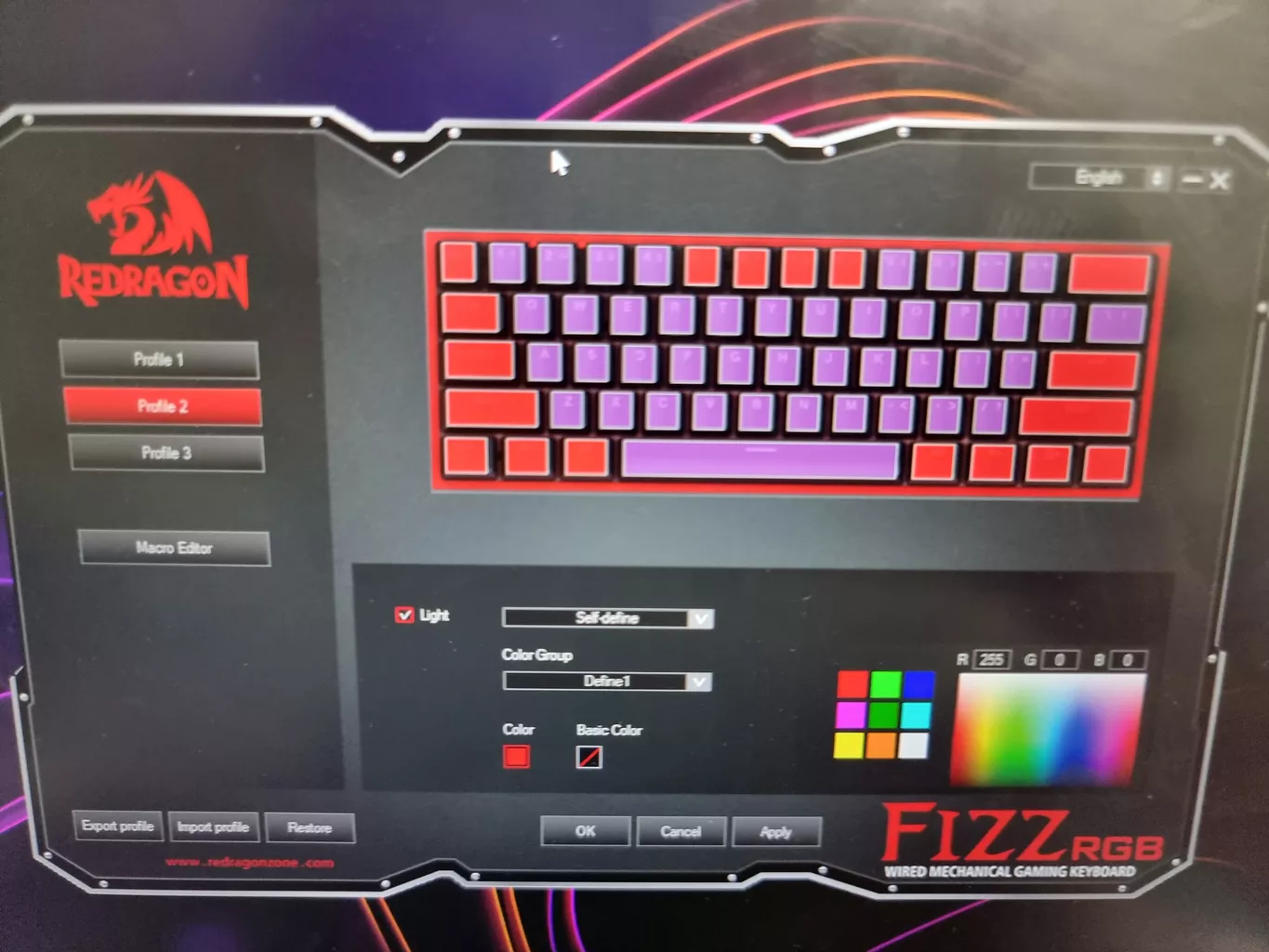 کیبورد مخصوص بازی ردراگون مدل Fizz K617 RGB