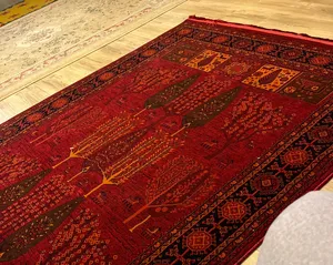 تجریه خرید فرش ماشینی هیوا طرح بلوچ کد 3-212 زمینه لاکی