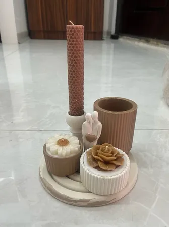 ست 6 تکه دکوری بتنی مدل رومیزی طرح باغ