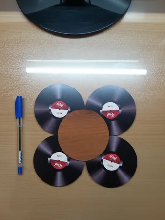 زیر لیوانی مدل صفحه گرامافون طرح موزیک مجموعه 6 عددی