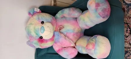 عروسک طرح خرس مدل رنگین کمان ارتفاع 125 سانتی متر