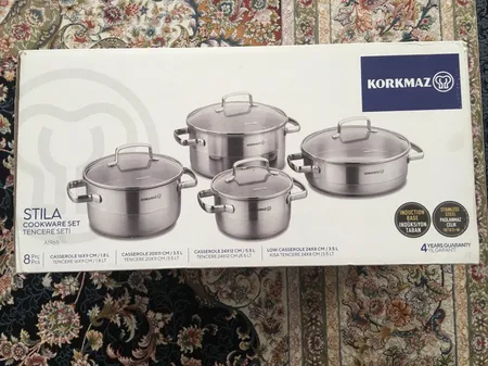 سرویس قابلمه و تابه استیل 8 پارچه کرکماز کد 1965