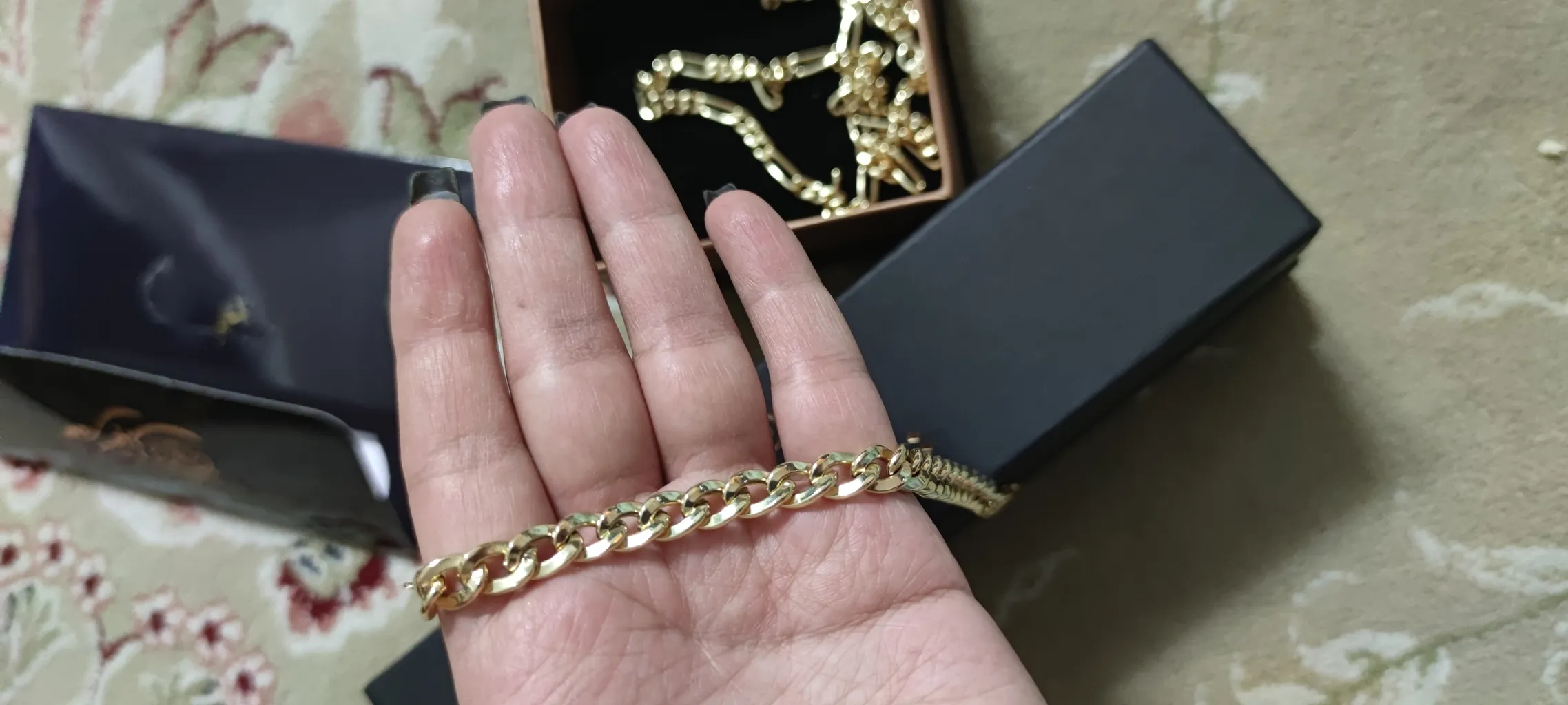 دستبند طلا 18 عیار زنانه طلای مستجابی مدل گلستانه چشم نظر کد 67089 به همراه 50 سوت هدیه طلا