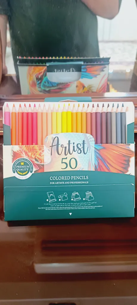 مداد رنگی 50 رنگ آریا طرح گل