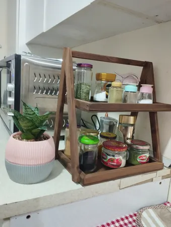 شلف رومیزی مدل دو طبقه چوبی کد 053