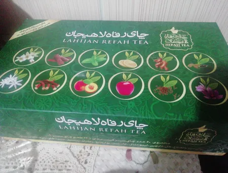 بسته چای سبز کیسه ای رفاه لاهیجان مدل 12 طعم 60 عددی