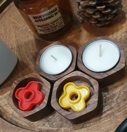 جاشمعی چوبی وودلندزون مدل شش ضلعی بسته 2 عددی