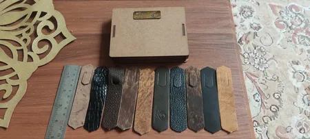 نشانگر کتاب چرم عطارد مدل چرم طبیعی N04 مجموعه 10 عددی