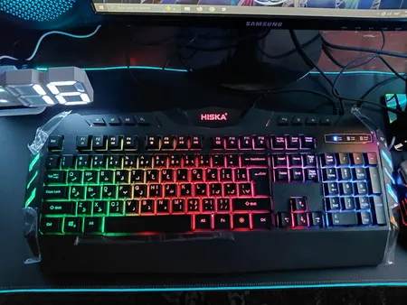 کیبورد گیمینگ هیسکا مدل HX-KEG400 RGB، سوییچ ممبران، Full-Size نورپردازی RGB