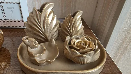 ست 5 تکه دکوری بتنی مدل رومیزی طرح گلبرگ