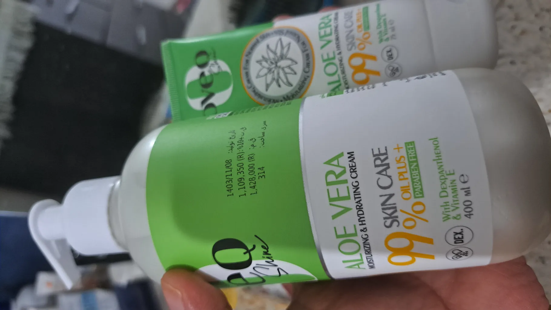 کرم مرطوب‌کننده اوک شاین مدل آلوئه‌ورا حجم 400 میلی‌لیتر به همراه کرم مرطوب‌کننده اوک شاین کد 01 حجم 75 میلی‌لیتر